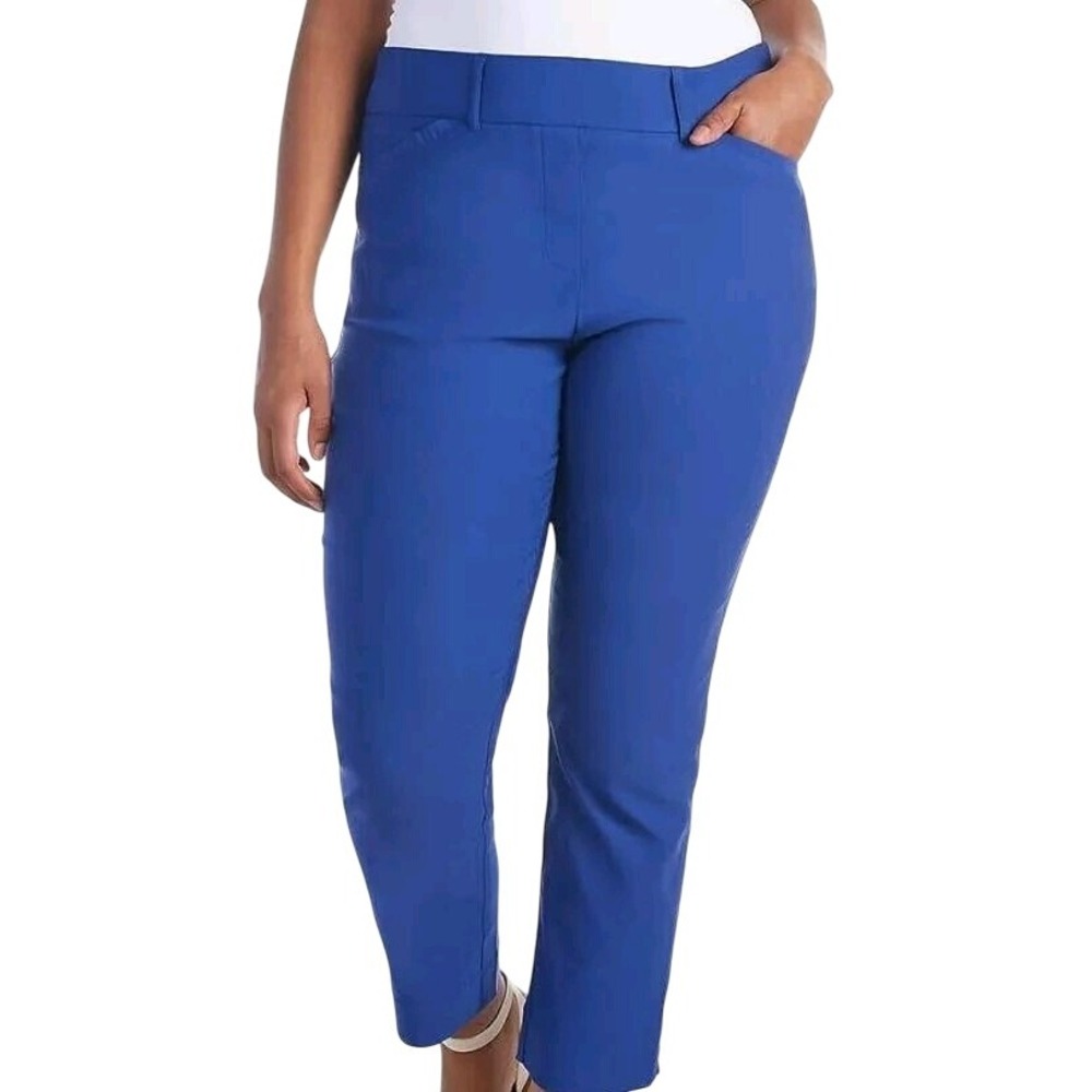 Hillary Radley Women's Blue Pull-On‎ Slim Leg Ankle Pants Stretch Career XXL NWT